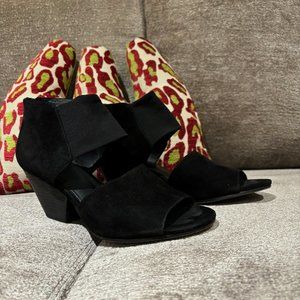 Eileen Fisher Chat-Su Dress Pump Sandal In Black Suede Stretch 8M